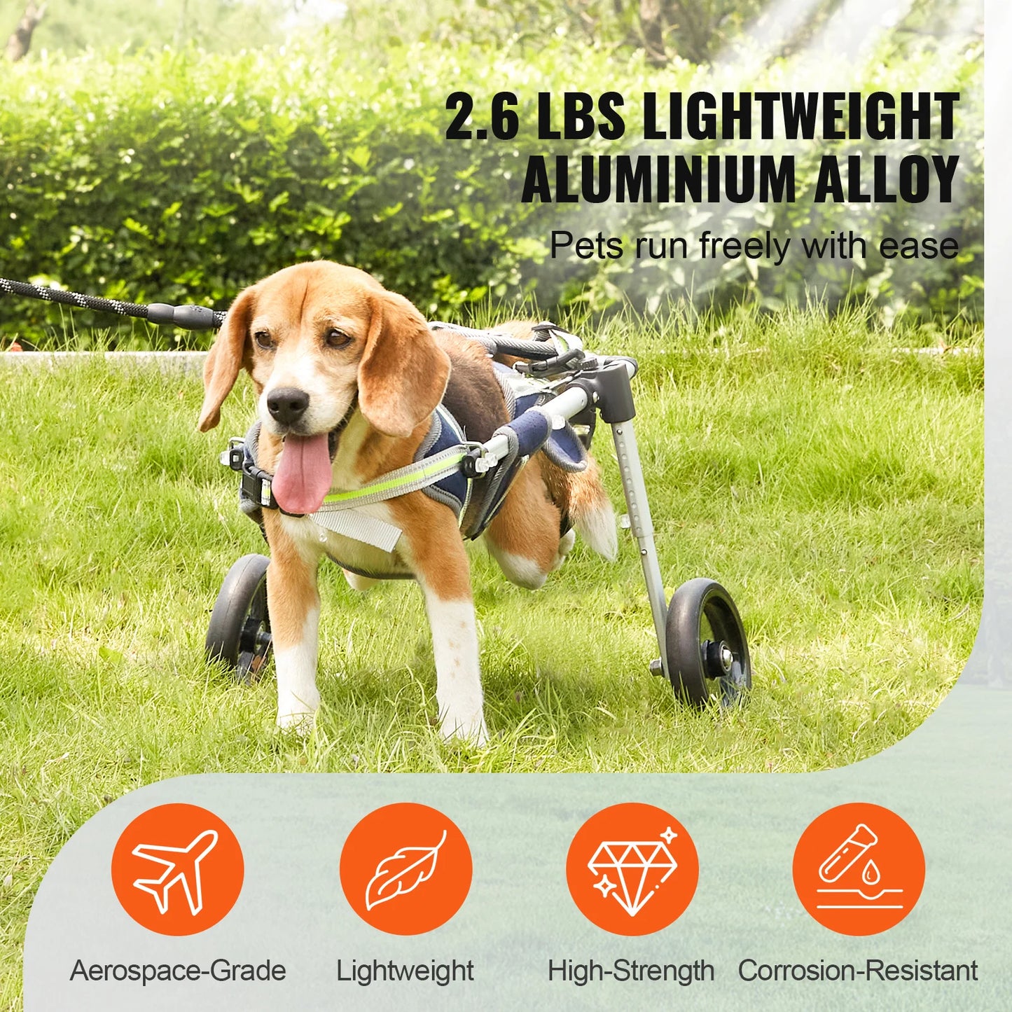 Two Wheels Dog Wheelchair For Back Legs Pet Cart Hind Limb Paralysis