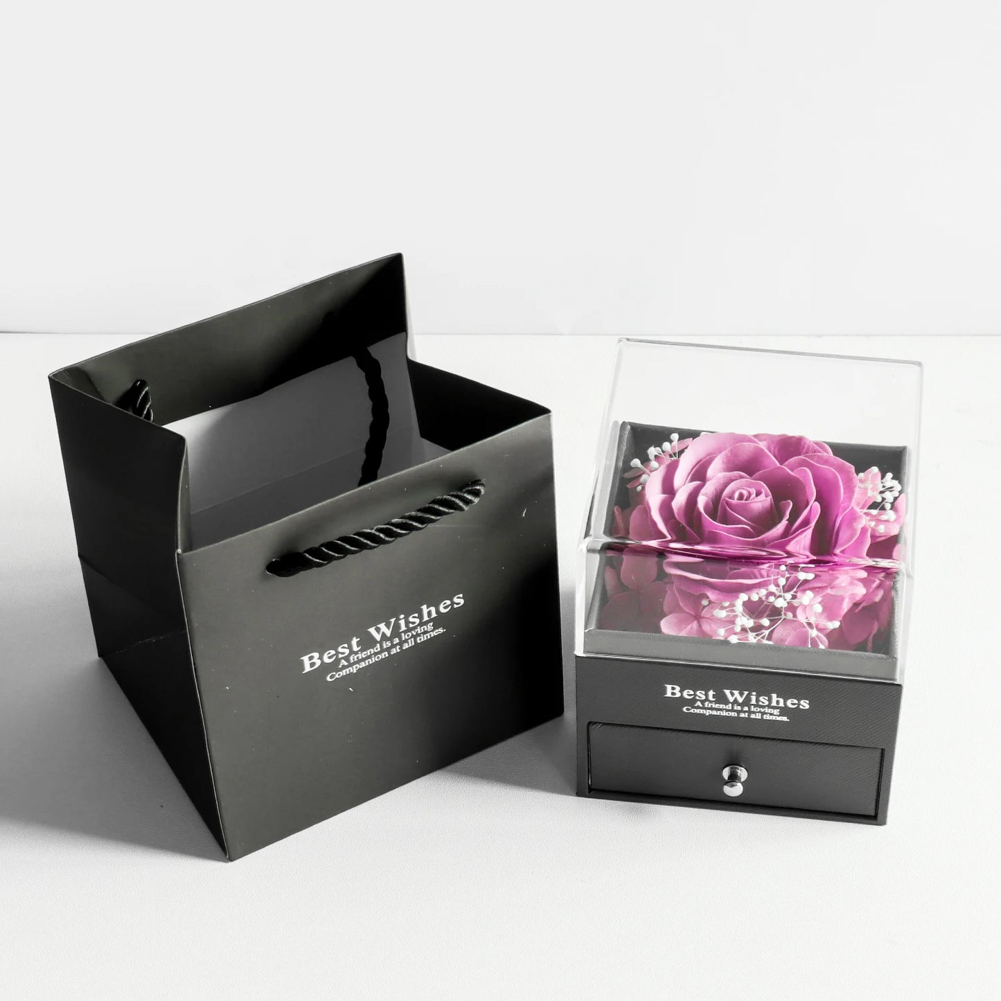 Eternal Soap Rose Jewelry Box With Necklace Set Gift Box