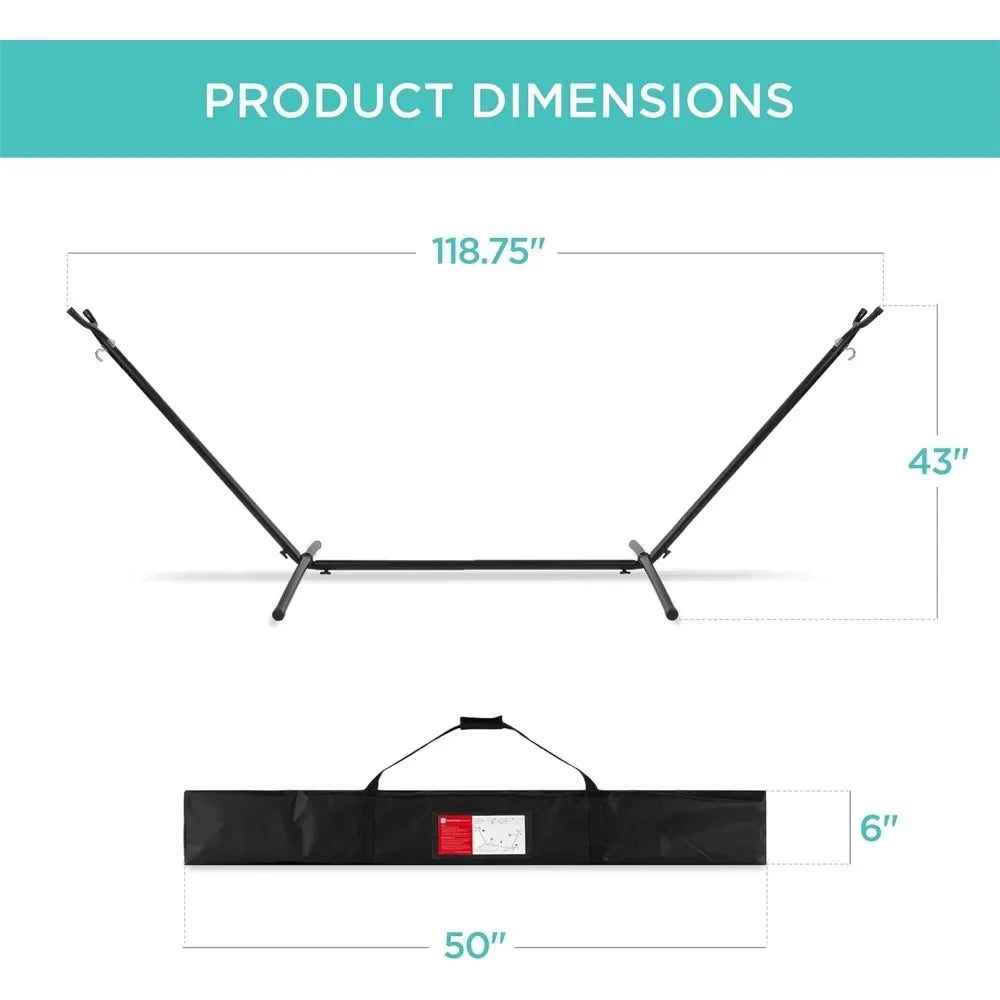 Double Brazilian Style Cotton Hammock With Steel Stand For Indoor Outdoor With Carrying Bag
