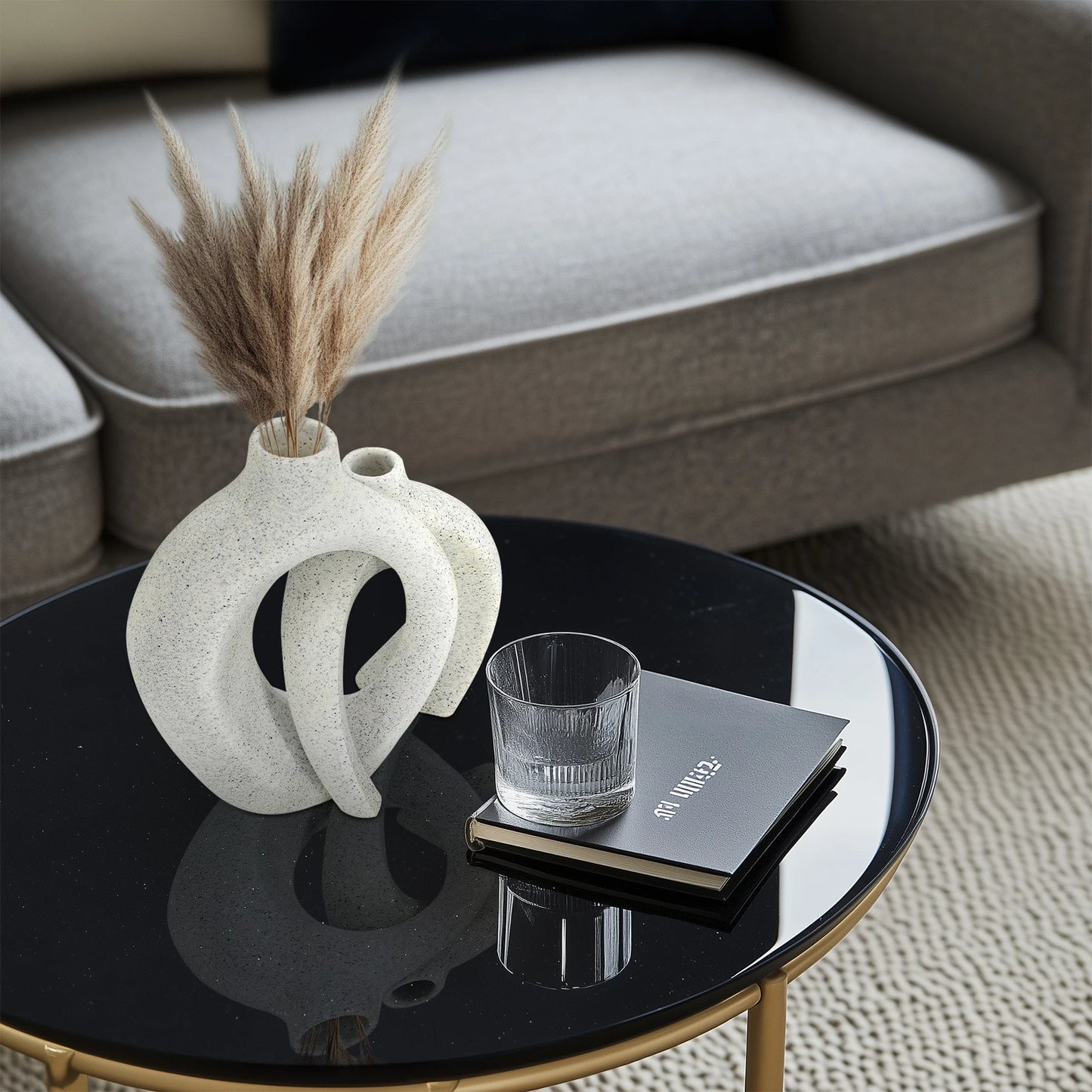 Set of 2 Decorative Hollow Vases Table Centerpiece Flower Vase Modern Resin Design