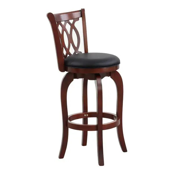 Comfortable Swivel Pub Height Chair Dark Cherry Faux Leather