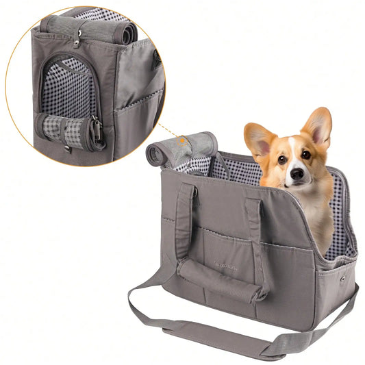 Removable Womens Pet Carrying Handbag Dark Gray Cat Carrier