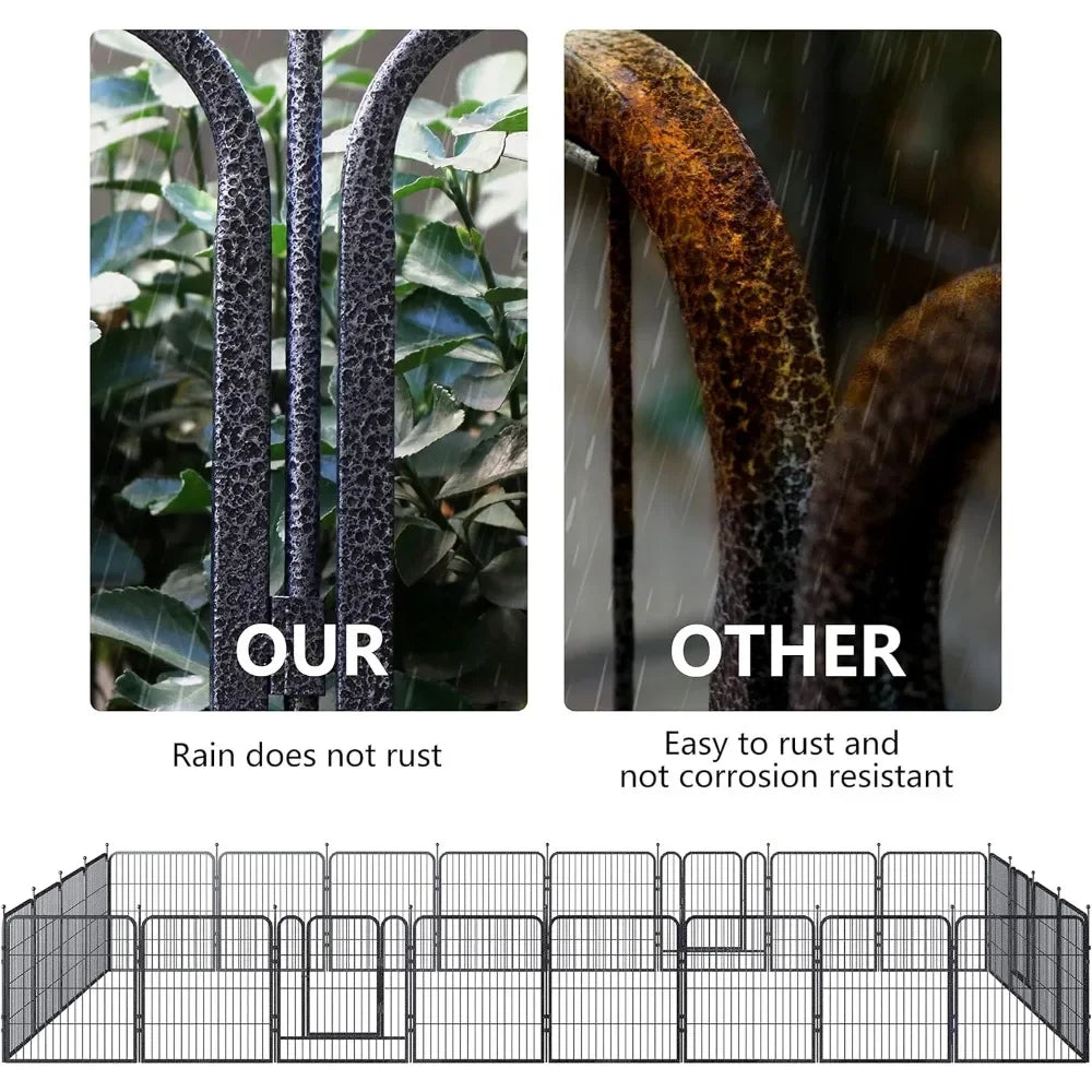 Heavy Duty Folding Dog Playpen Indoor Outdoor Anti Rust Portable With Door Large