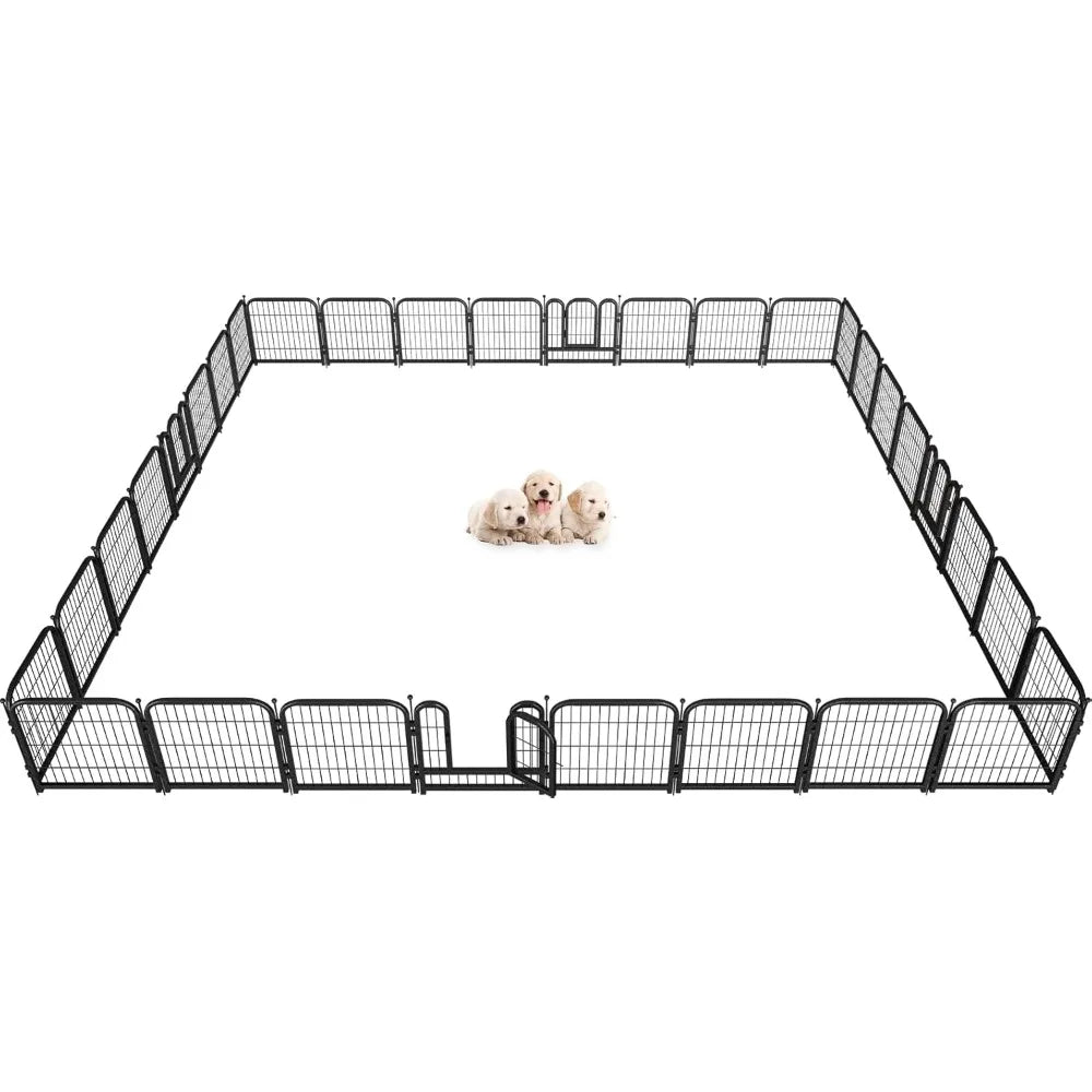 Metal Dog Playpen 32 Inch Height With 32 Panels For Indoor Outdoor Use