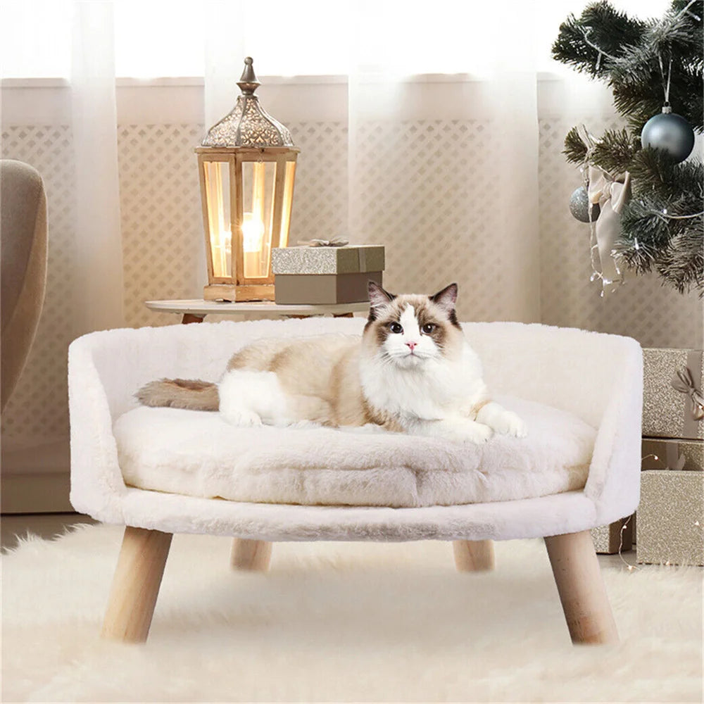 Ultra Soft Elevated Dog And Cat Sofa Bed With Removable Waterproof Cushion