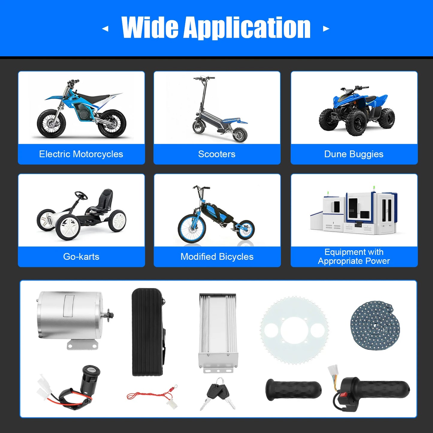 3KW Electric Brushless Motor Kit 48 72V For Electric Bike