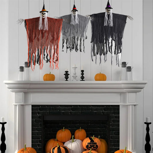 Creepy Halloween Skull Hanging Decorations Spooky Skeleton Ghost Tree Ornaments for Classroom Home and Office