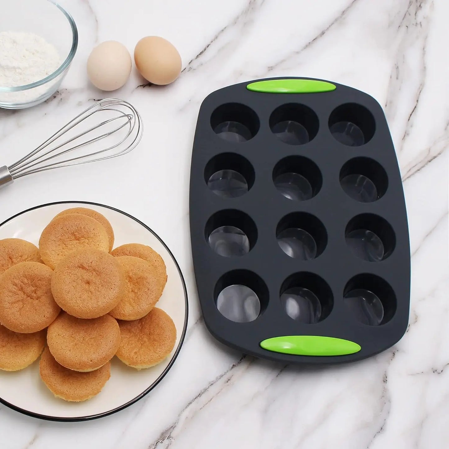 41 Piece Silicone Baking Set with 5 Molds and 36 Liners Flexible Non Stick Oven and Dishwasher Safe for Cakes Muffins and Donuts