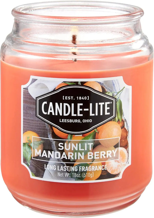 Candle Lite Scented Sunlit Mandarin Berry 18 Oz Aromatherapy Candle Single Wick