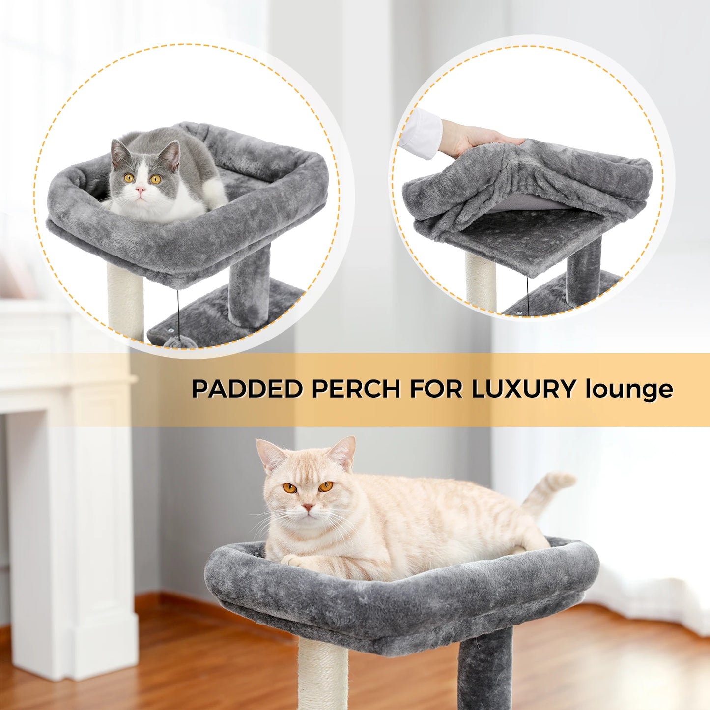 Large Indoor Cat Tree Tower With Four Levels And Two Condos