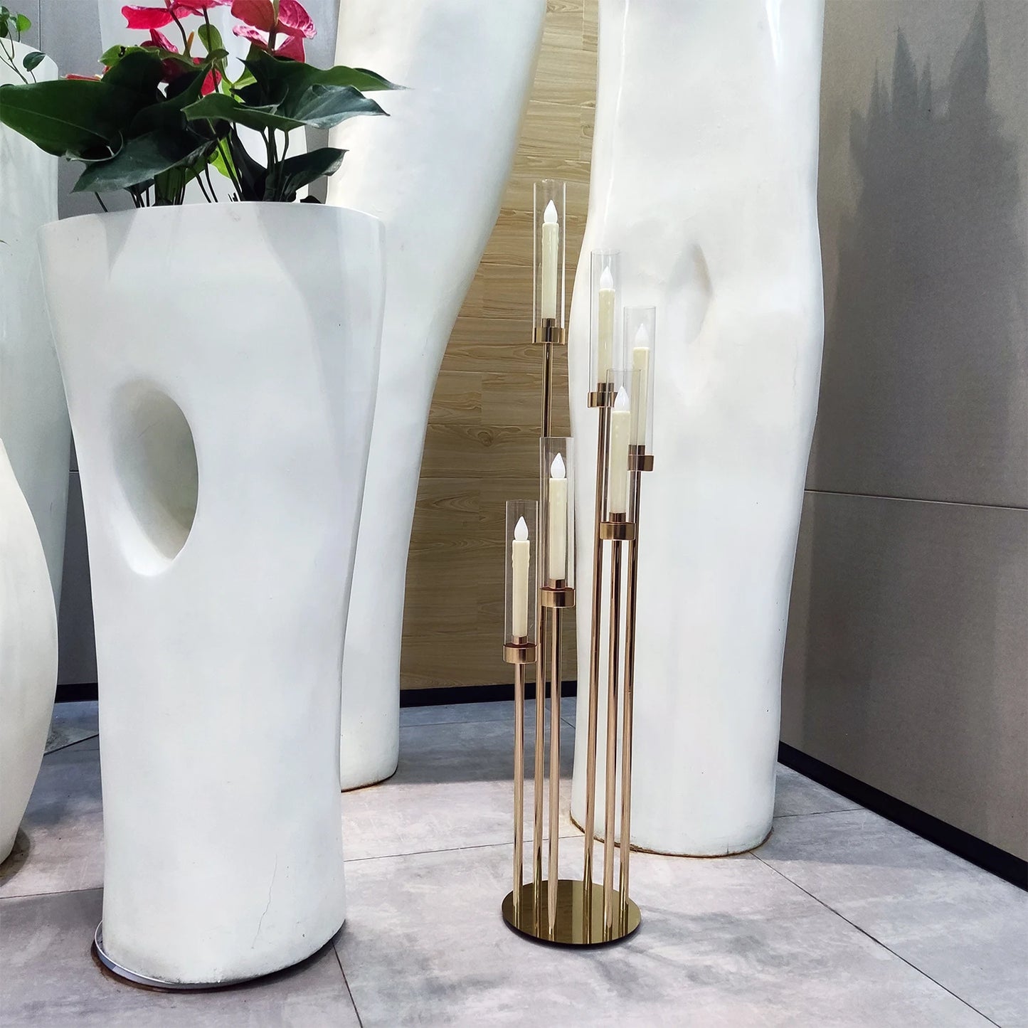 46 Inch Tall Floor Candlestick Holder With 24 LED Candles