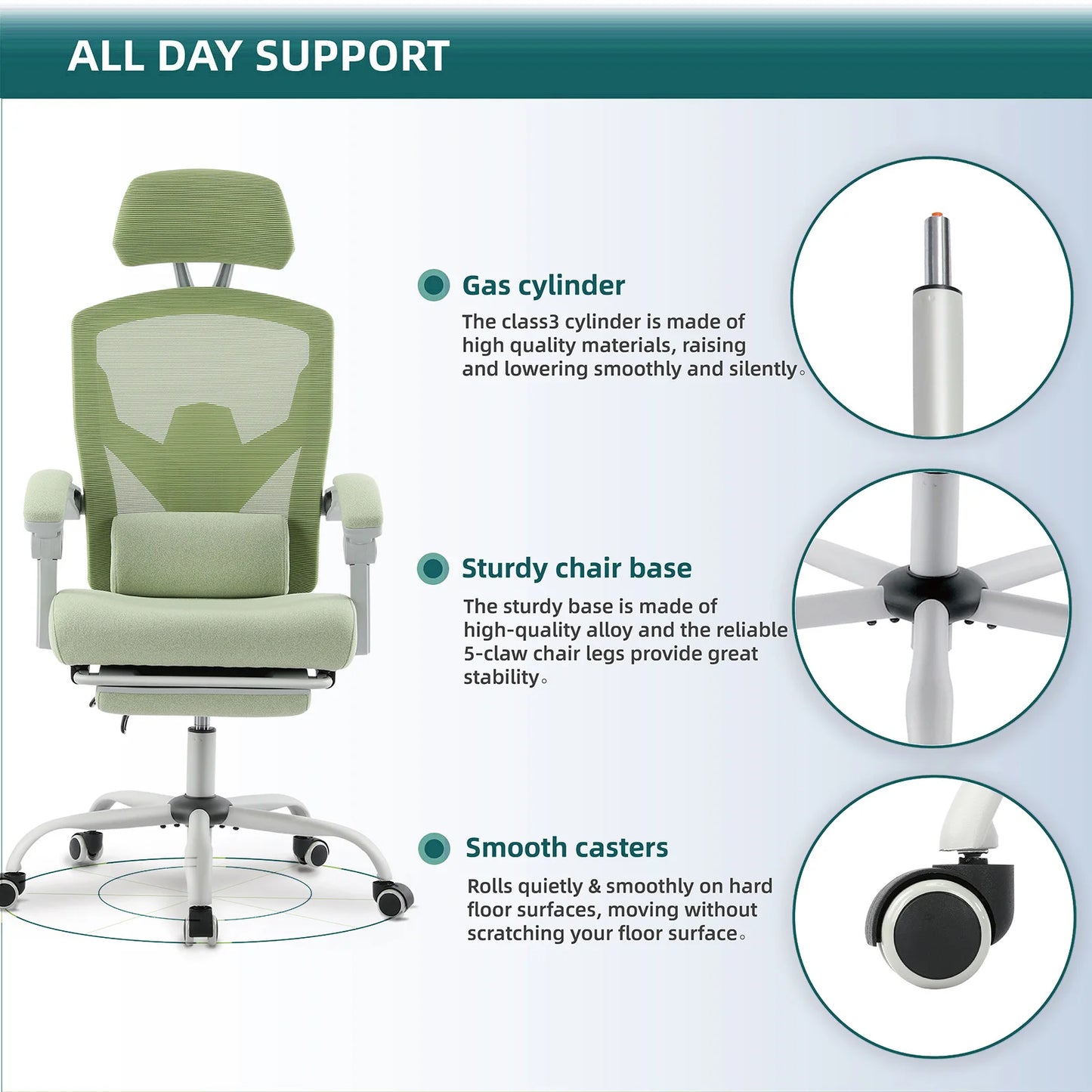 JHK Ergonomic High Back Mesh Office Chair With Reclining Tilt And Lumbar Support