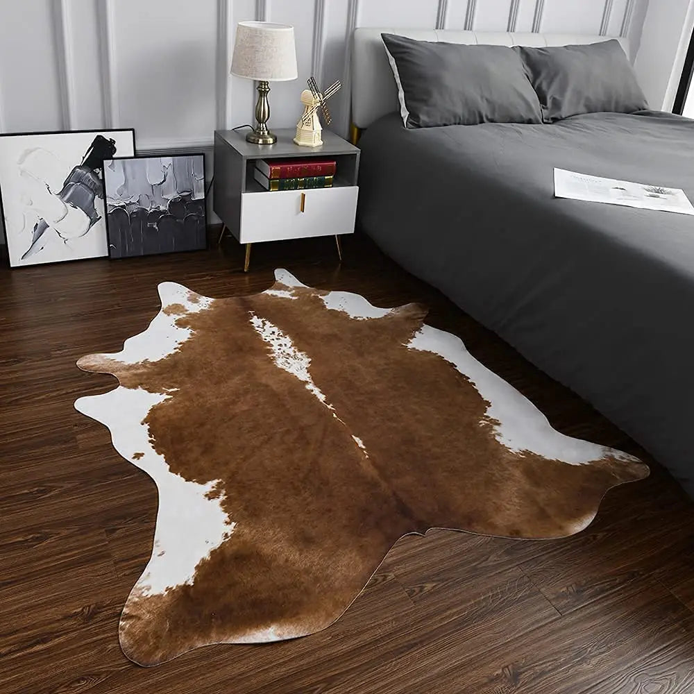 American Style Animal Print Faux Fur Cowhide Rug for Bedroom Living Room Carpet Home Decoration Floor Mats