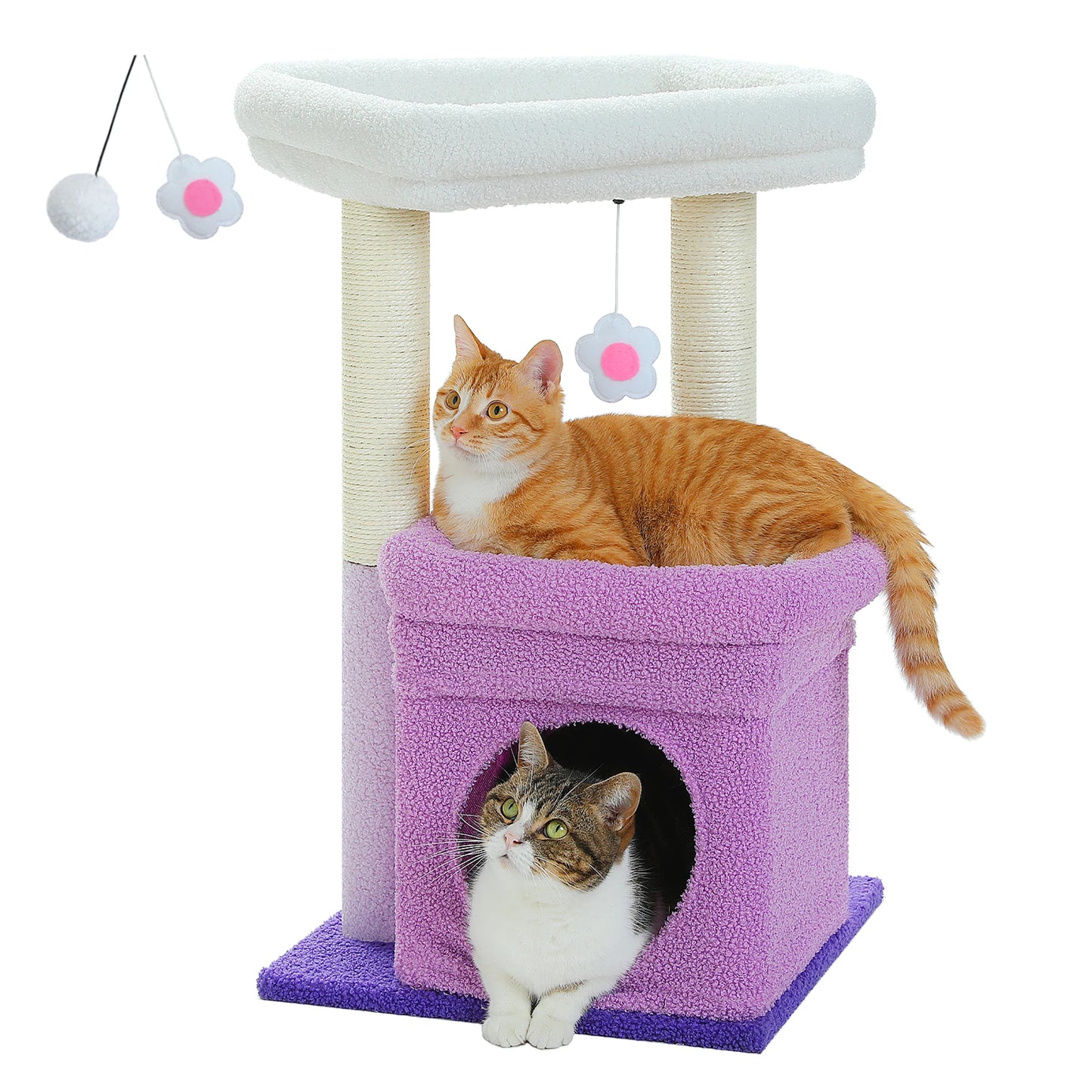 Double Tier Cat Tree Tower With Cozy Condo And Wide Perch For 1 To 2 Indoor Cats
