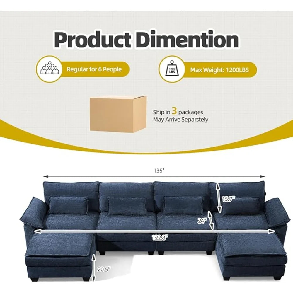 Modular Sectional Sofa for Living Room Cloud Couch with USB