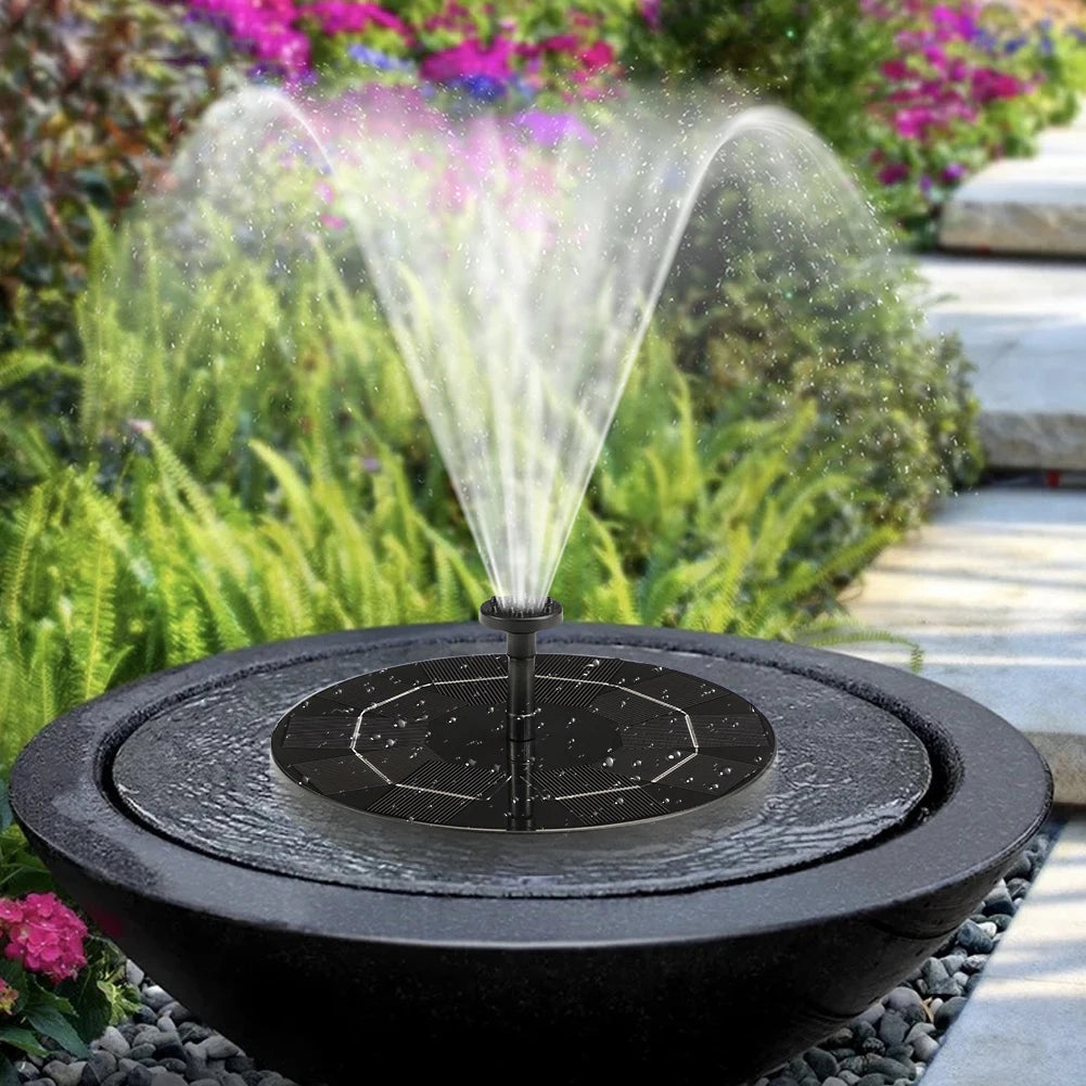 Solar Powered Floating Fountain Pump For Garden Pond Bird Bath Outdoor With 8 Nozzles Free Standing