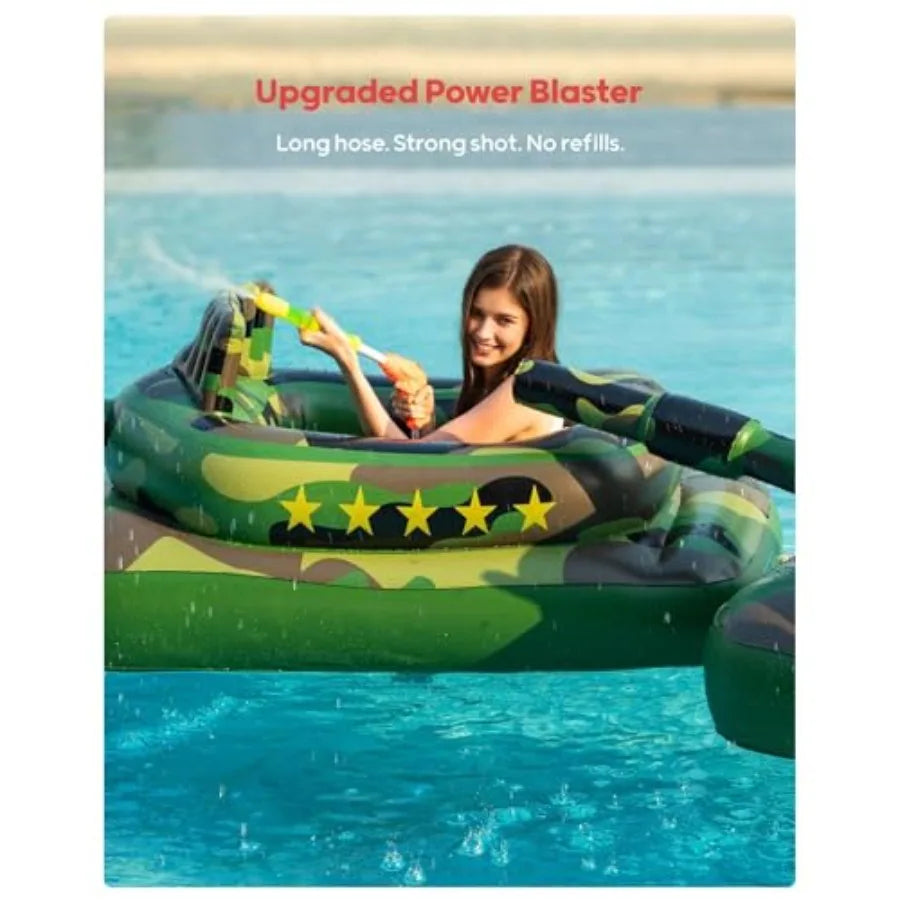 Inflatable Tank Pool Float For Adults Ride On Camouflage Float With Water Cannon