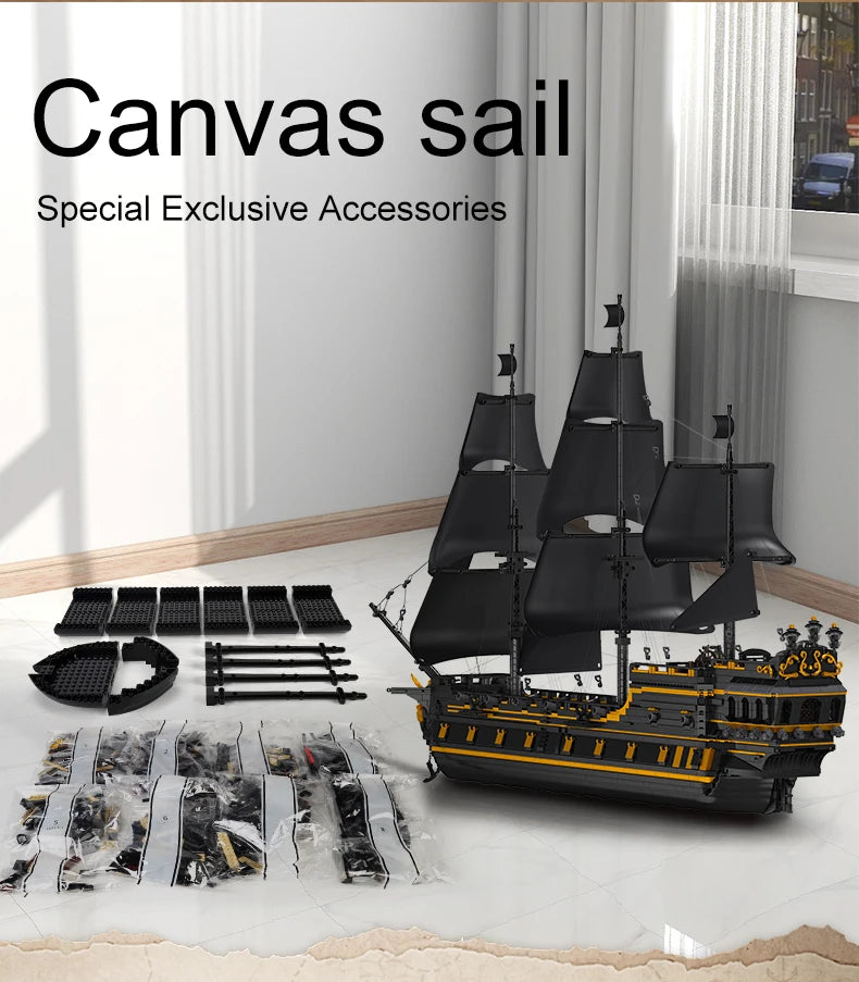 Mould King 13186 Pirate Ship Building Block Set The Big Black Pearl Kids Gift