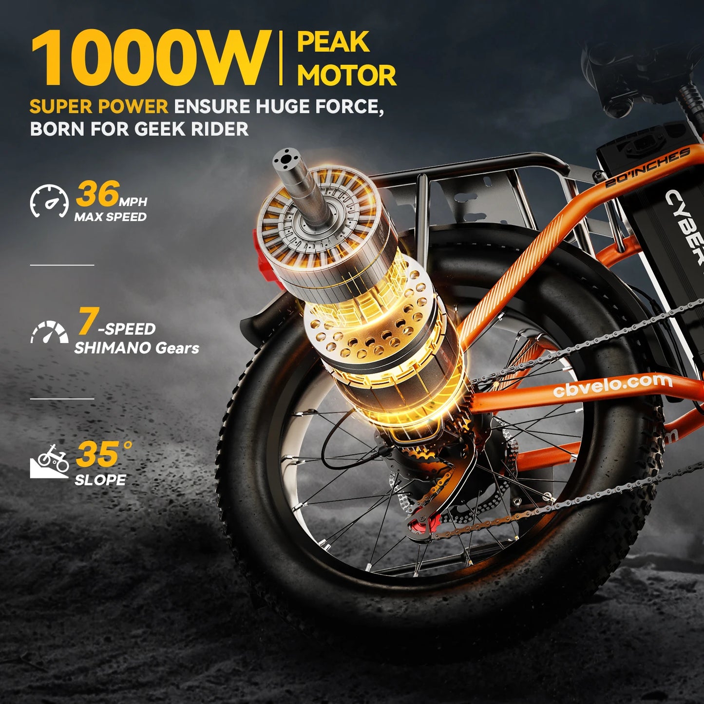 1000W Folding Electric Bike With Removable 48V 20Ah Battery