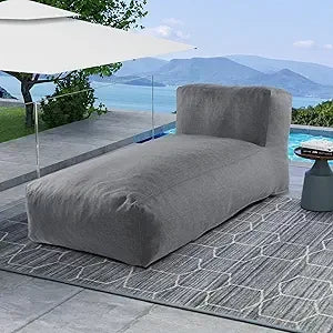 Outdoor Foam Filled Bean Bed Chair Sun Lounger for Patio and Pool