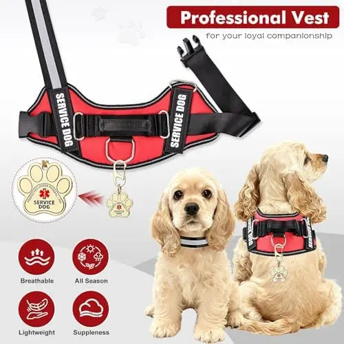 Service Dog Vest And ID Cards Set For ADA Compliance With Durable Metal Tag