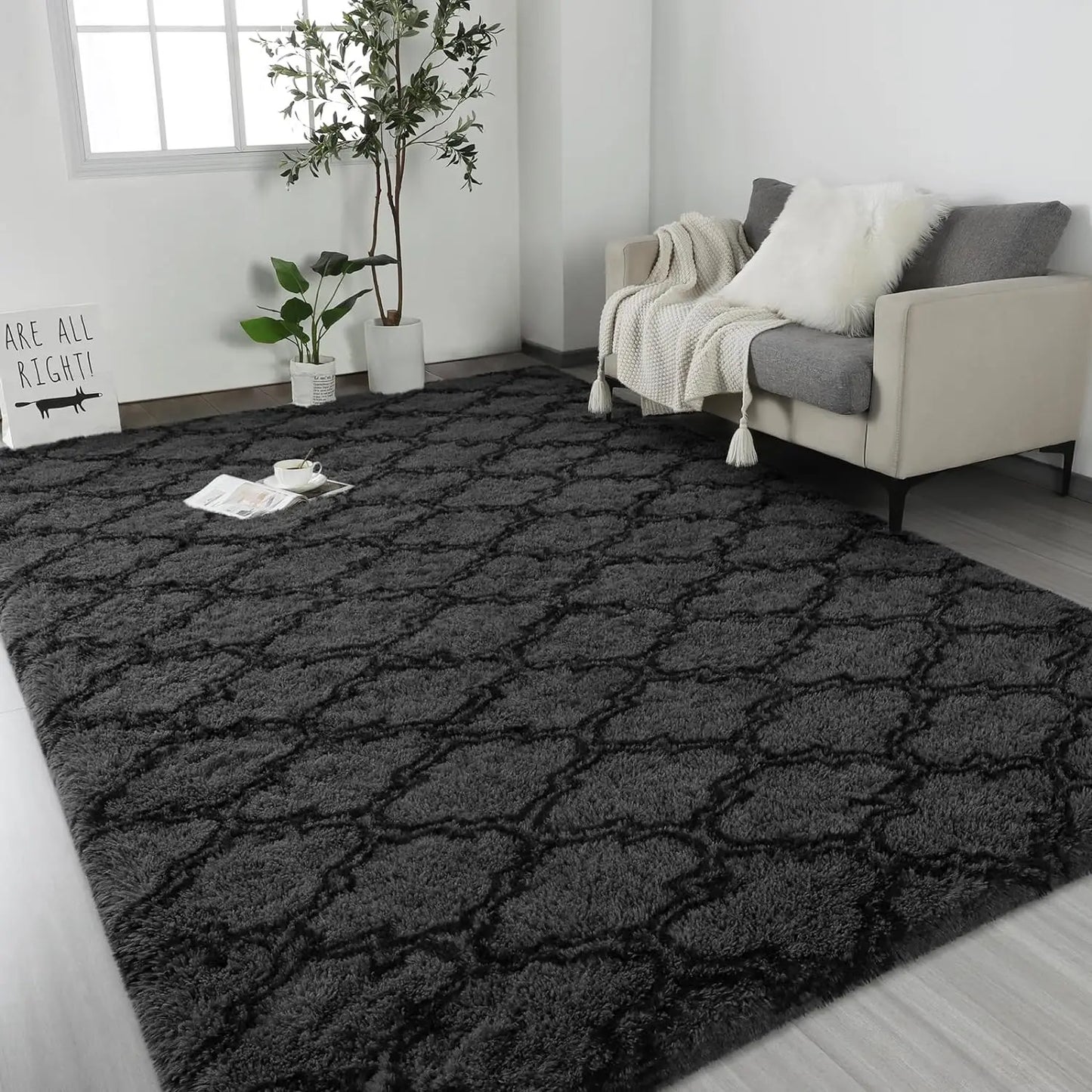 Large Shag Area Rugs for Bedroom Super Soft Plush Fluffy Carpet Non Slip Indoor Floor Rug for Kids Nursery Girl