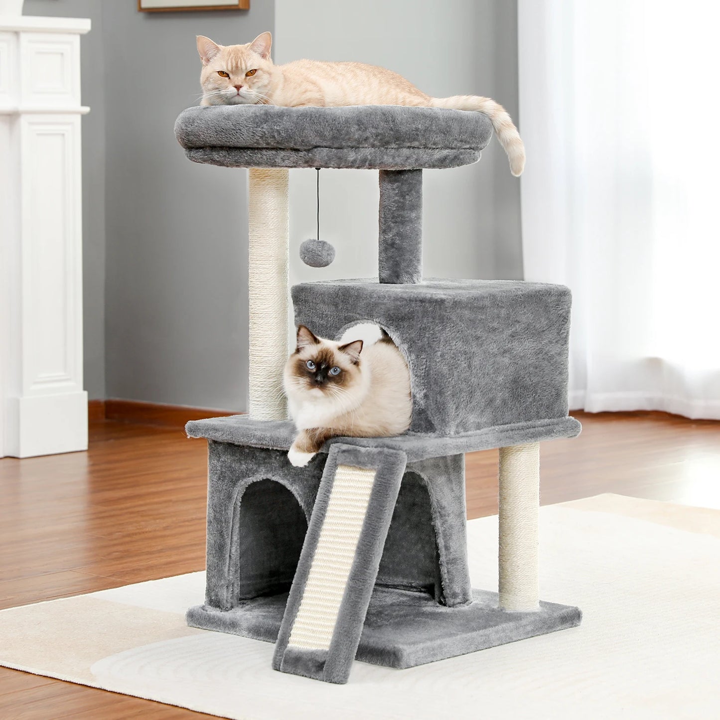 Large Indoor Cat Tree With Multi Level Tower Spacious Condos And Scratching Pad