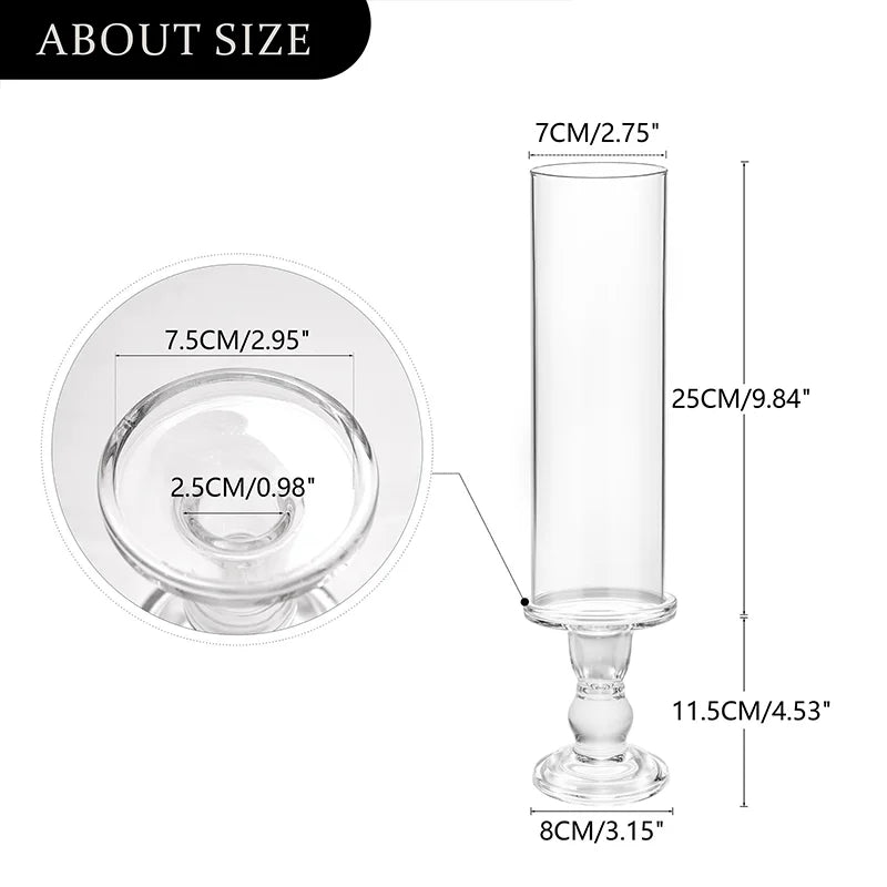 Clear Glass Hurricane Candle Holder Set of 2 13.8 Inch Tall Table Centerpiece Wedding Party Decor Christmas Halloween Decor
