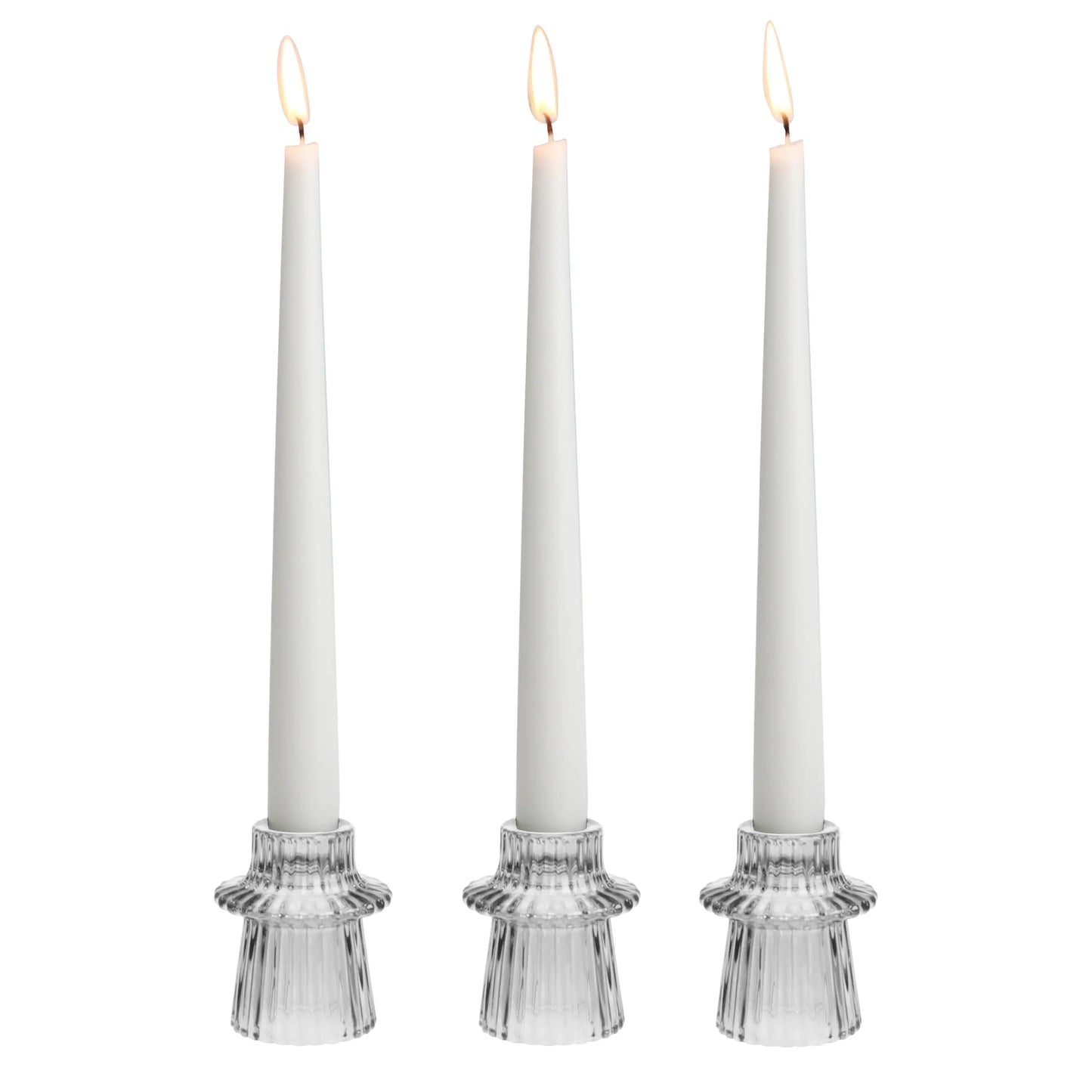 Clear Glass Ribbed Tealight Candle Holders Set Of 3