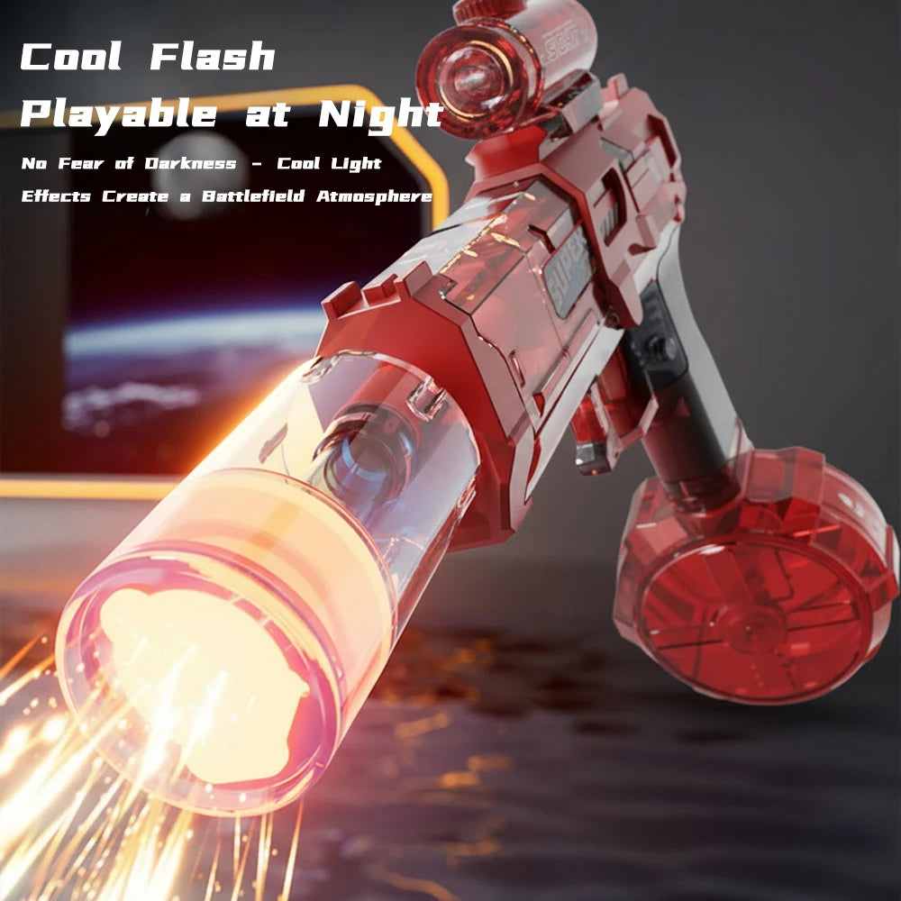 Rechargeable Electric Water Gun With LED Flame Burst High Capacity Long Range