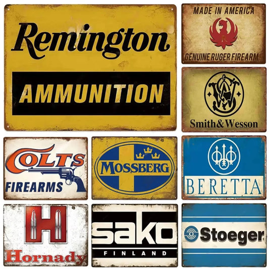 Metal Tin Signs Pistol Wall Decor Beretta Colt Vintage Funny Art For Man Cave