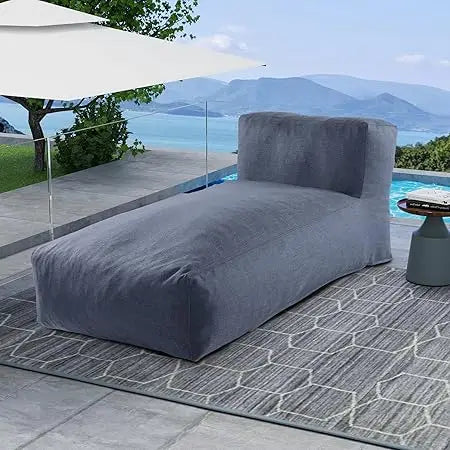 Outdoor Foam Filled Bean Bed Chair Sun Lounger for Patio and Pool