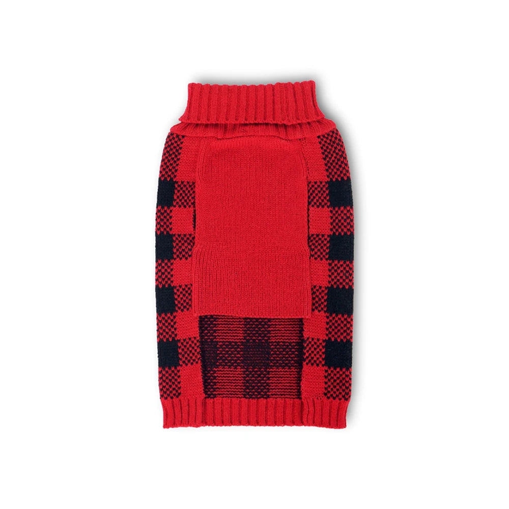 Plaid Turtleneck Knit Dog Sweater For Small Medium Dogs Christmas Winter Coat