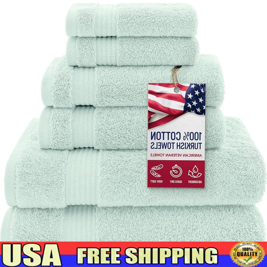 100 Cotton Turkish Towel Set Luxury 6 Piece Towels