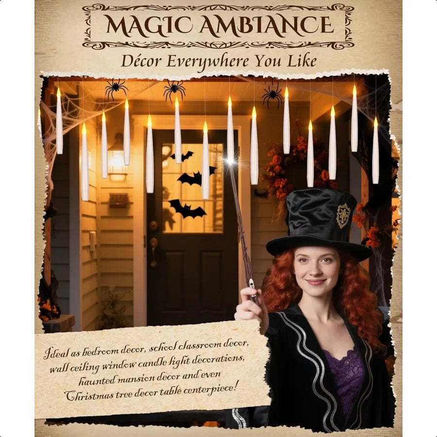 Halloween Floating Candles With Wand LED Lights 20Pcs