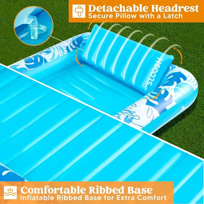 Joyfy 70 By 46 Inch Adult Inflatable Pool Lounger Float 4 In 1 Suntan Tub Raft