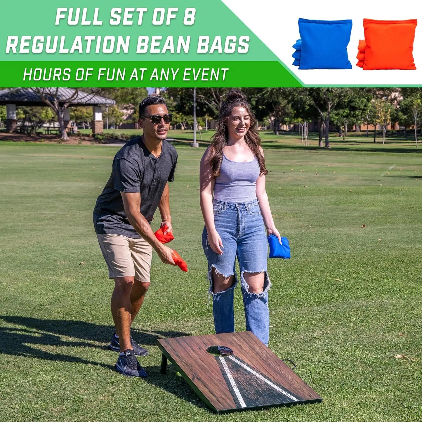 3x2 Ft Portable Cornhole Board Set With 8 Bean Bags And Outdoor Family Fun