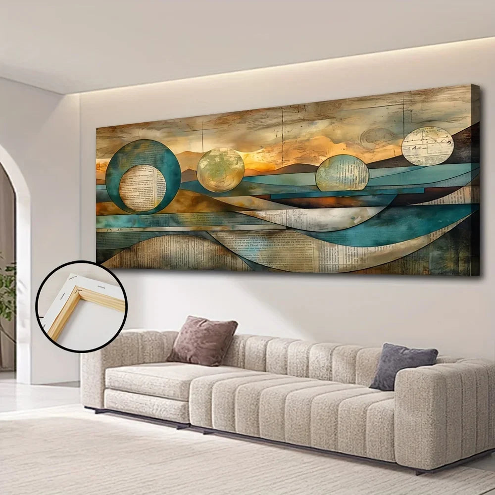 Art Deco Modern Canvas Wall Art With Pine Wood Frame 1.5 Inch Thick