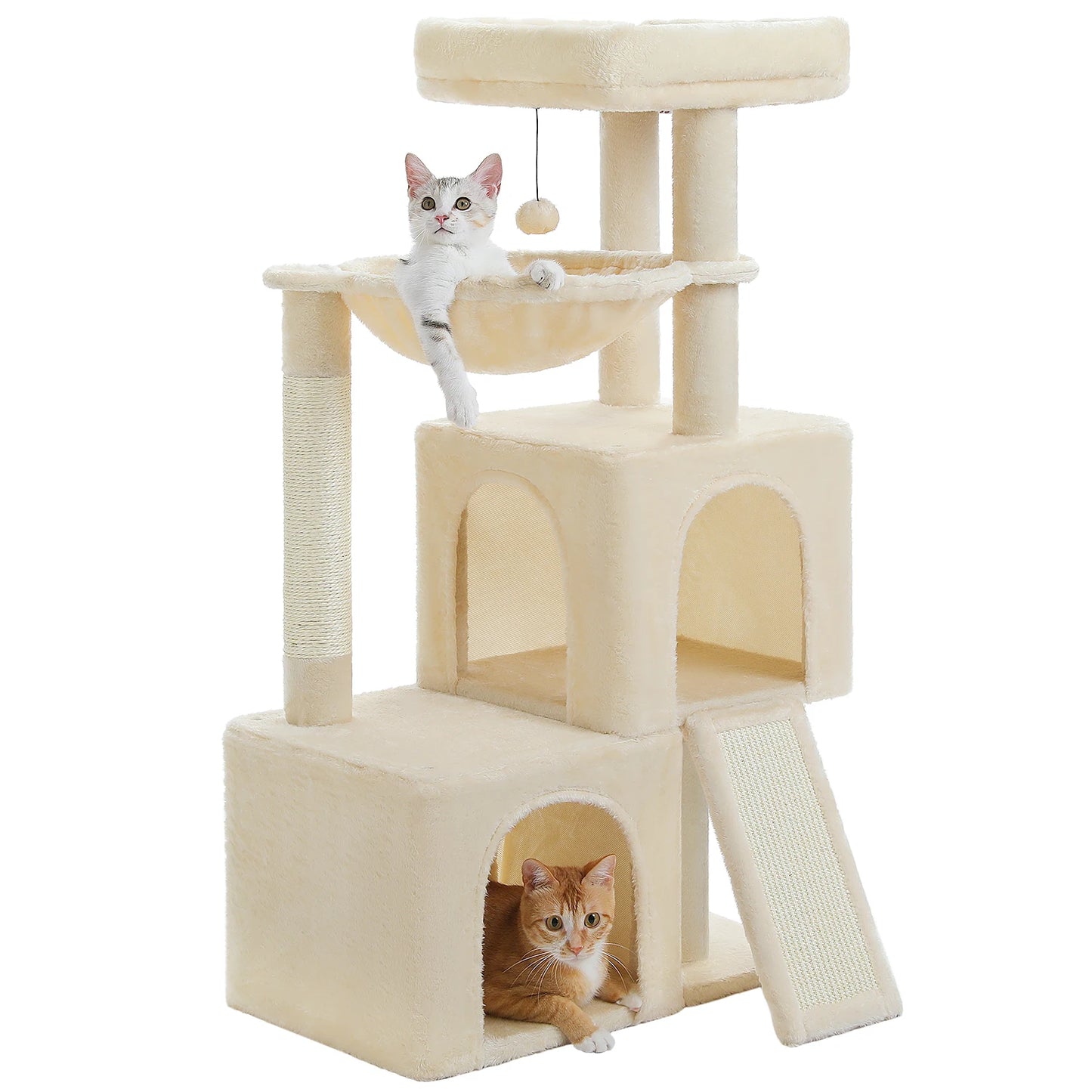Four Level Cat Tree For Indoor Cats With Sisal Scratching Post And Condos