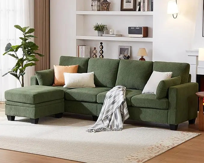 Corduroy Modular Sectional Sofa Ottoman Chaise L Shaped