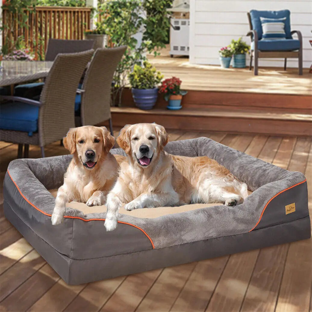Jumbo Large Orthopedic Memory Foam Dog Bed Quilted Bolstered Elevated Cushion