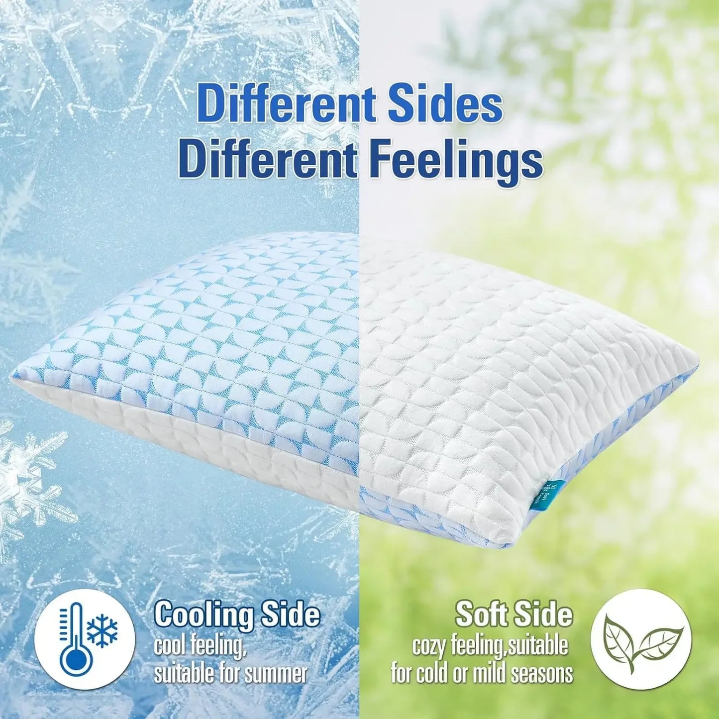 Shredded Memory Foam Pillows Queen King Size Set of 2 Firm Adjustable Cooling Pillow for Side Sleepers Supportive Fluffy Pillow