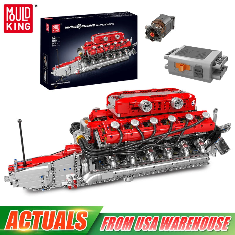 Mould King 10169 Speed Car V12 Engine Building Block Set For Kids Christmas Gift