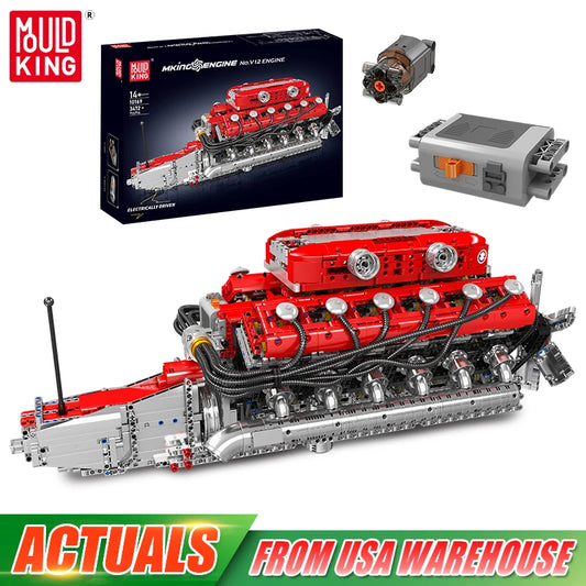 Mould King 10169 Speed Car V12 Engine Building Block Set For Kids Christmas Gift