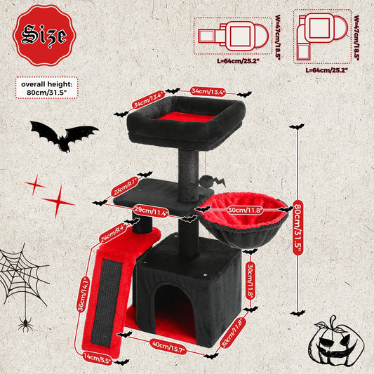 Grey Cat Tree Tower For Indoor Cats Two Styles With Hammock