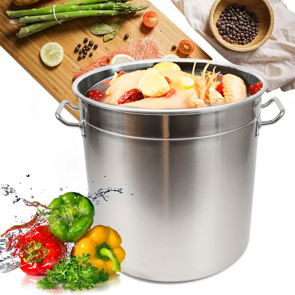 35L Multipurpose Thickened Stainless Steel Cooking Pot Large Capacity Soup Stock Pot with Lid and Handle for Home and Restaurant