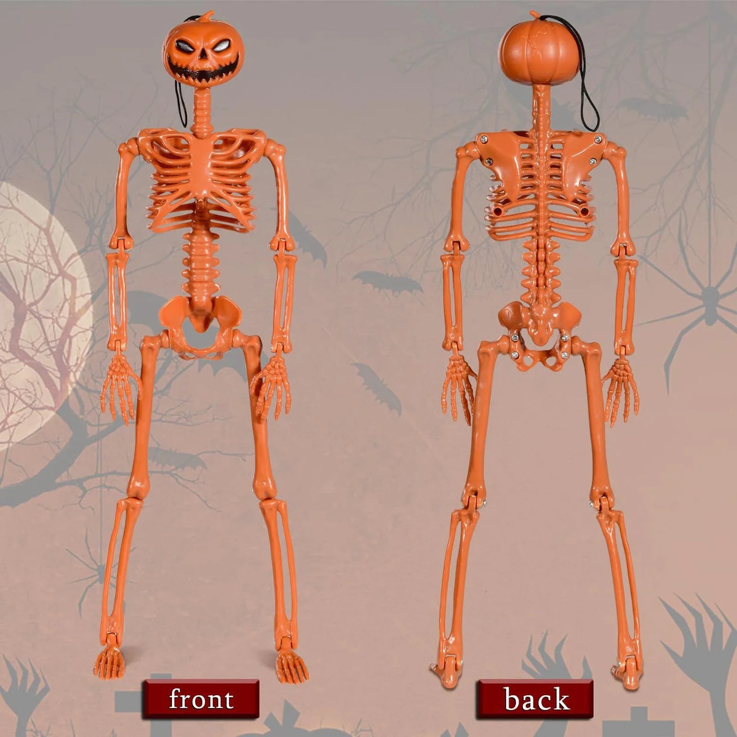 Poseable Halloween Skeleton Prop Full Size 35 Inch Decor