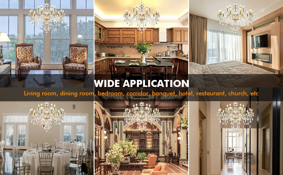 15 Arms Crystal Chandelier Pendant Lighting E14 Modern K9 Glass Fixture for Bedroom Living Room Corridor Hall