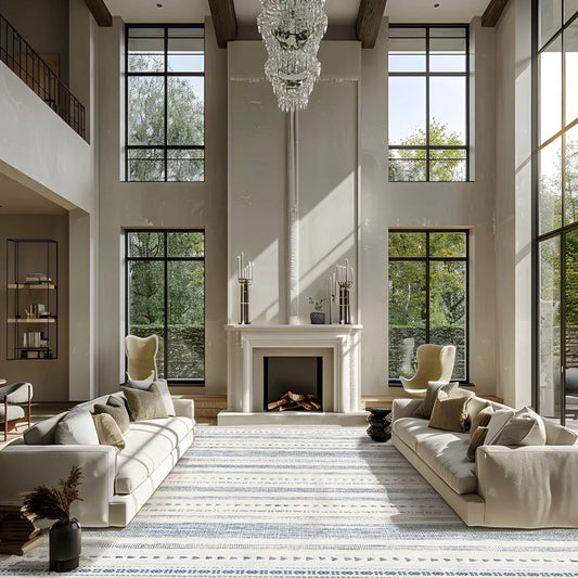 10x14 Large Area Rug Soft Ultra Thin Machine Washable Farmhouse Rugs for Living Room Non Slip Neutral Modern Geometric Design