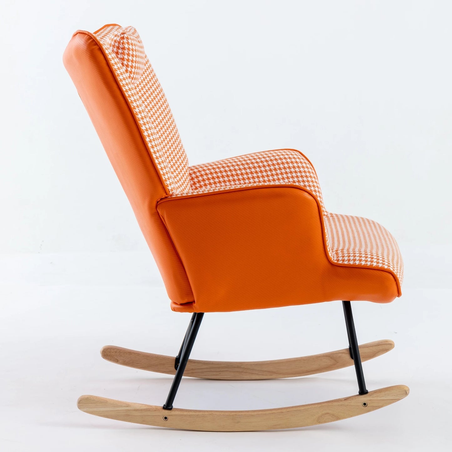 Nursery Rocking Chair Glider With High Back Cotton Linen